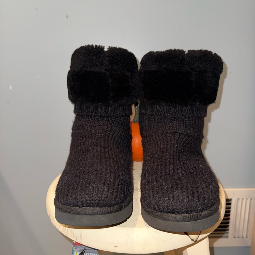 UGG Black Knit Ankle Boots